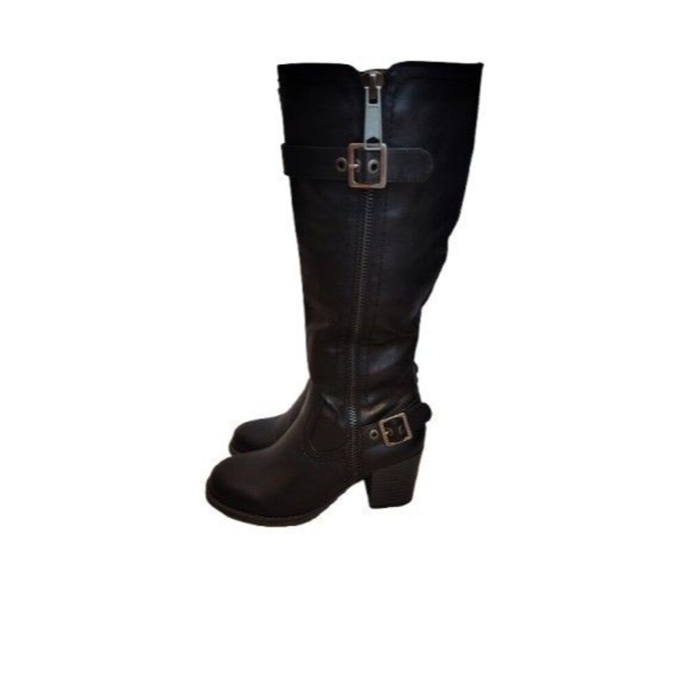 White Mountain Dover Black Heeled Riding Boots Size 6M